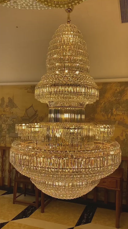 Oversized Luxury in Gold Finish European Empire Crystal Chandelier for Living Room/Foyers/Stairs