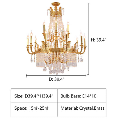 D39.4"*H39.4" chandelier,chandeliers,pendant,crystal,metal,clear crystal,candle,branch,round,raindrop,teardrop,extra large,oversized,large,huge,big,round,living room,luxury,dining room,modern,foyer,stairs,hallway,entrys,hotel lobby,duplex hall,loft,gold,brass,copper