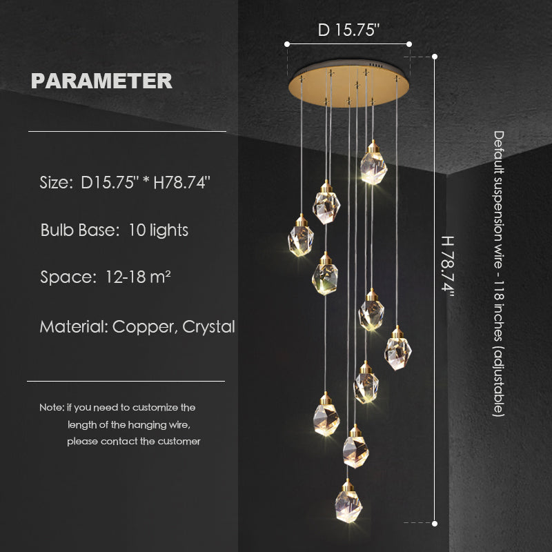 Duplex Hall Chandelier Foyer Living Room Droplight Modern Crystal Ceiling Lamp Hall Decoration Lights