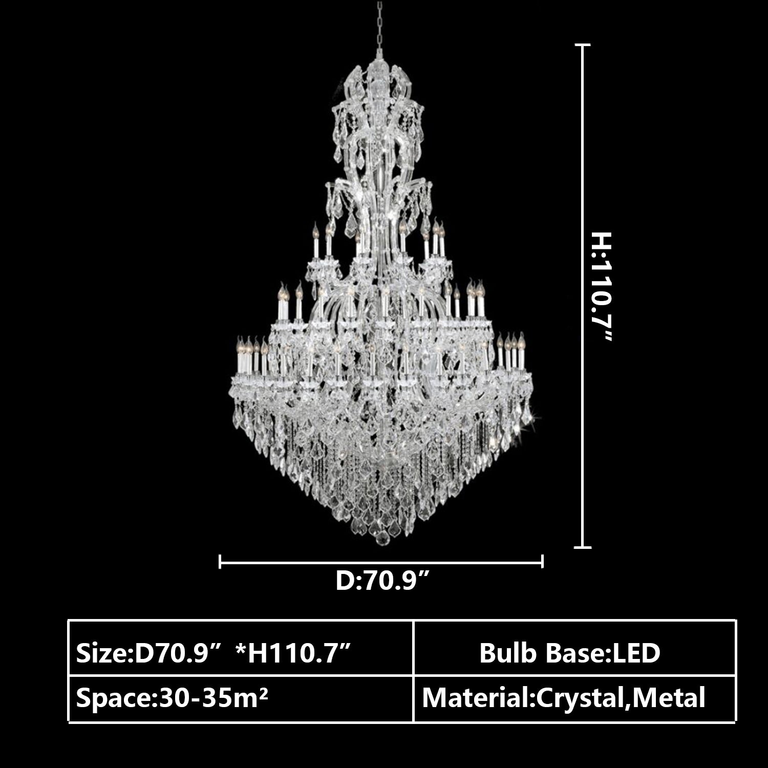 D70.9"*H110.7" chandelier.chandeliers,pendant,crystal,metal,muli-tier,multi-layer,multiple,candle,branch,crystal pendant,round,ceiling,luxury,light luxury,raindrop,teardrop,tassel,oversized,extra large,large,huge,big,foyer,living room,entrys,duplex hall,hotel lobby