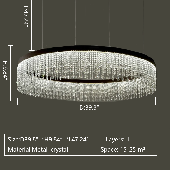 one layer ring crystal chandelier 47.24inch for living room dining room bedroom 