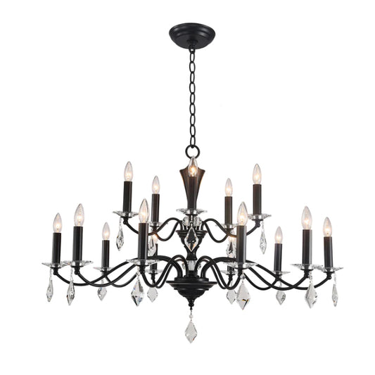 BS71301 Scroll Candelabra Chandelier,chandelier,chandeliers,crystal,metal,candle,branch,black,white,chrome,raindrop,teardrop,tier,layers,ceiling,traditional,pendant,living room,dining room,bedroom,home office,bar,coffee shop,hallway