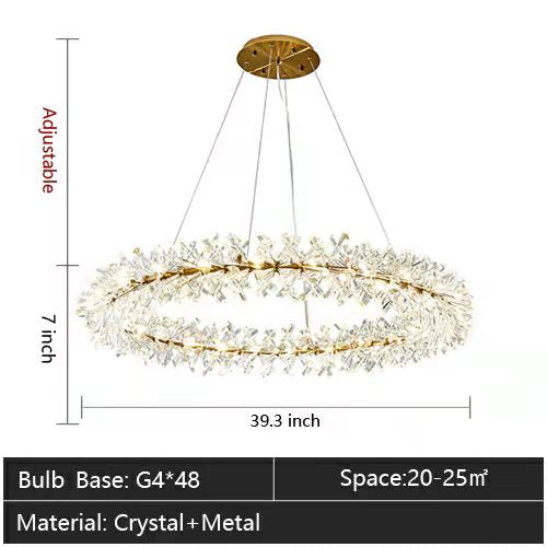 2 Wheel Frozen Ice Crystal Chandelier Light for Living Room Dining Hall