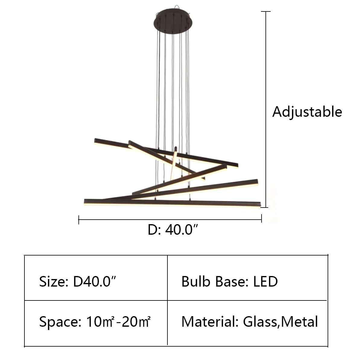 D40.0"*H30.0" Cali Linear Cluster LED Pendant Light,pendant,minimalist,linear,rectangle,gold,chrome,dining table,dining bar,bar,dining room,long table,kitchen island