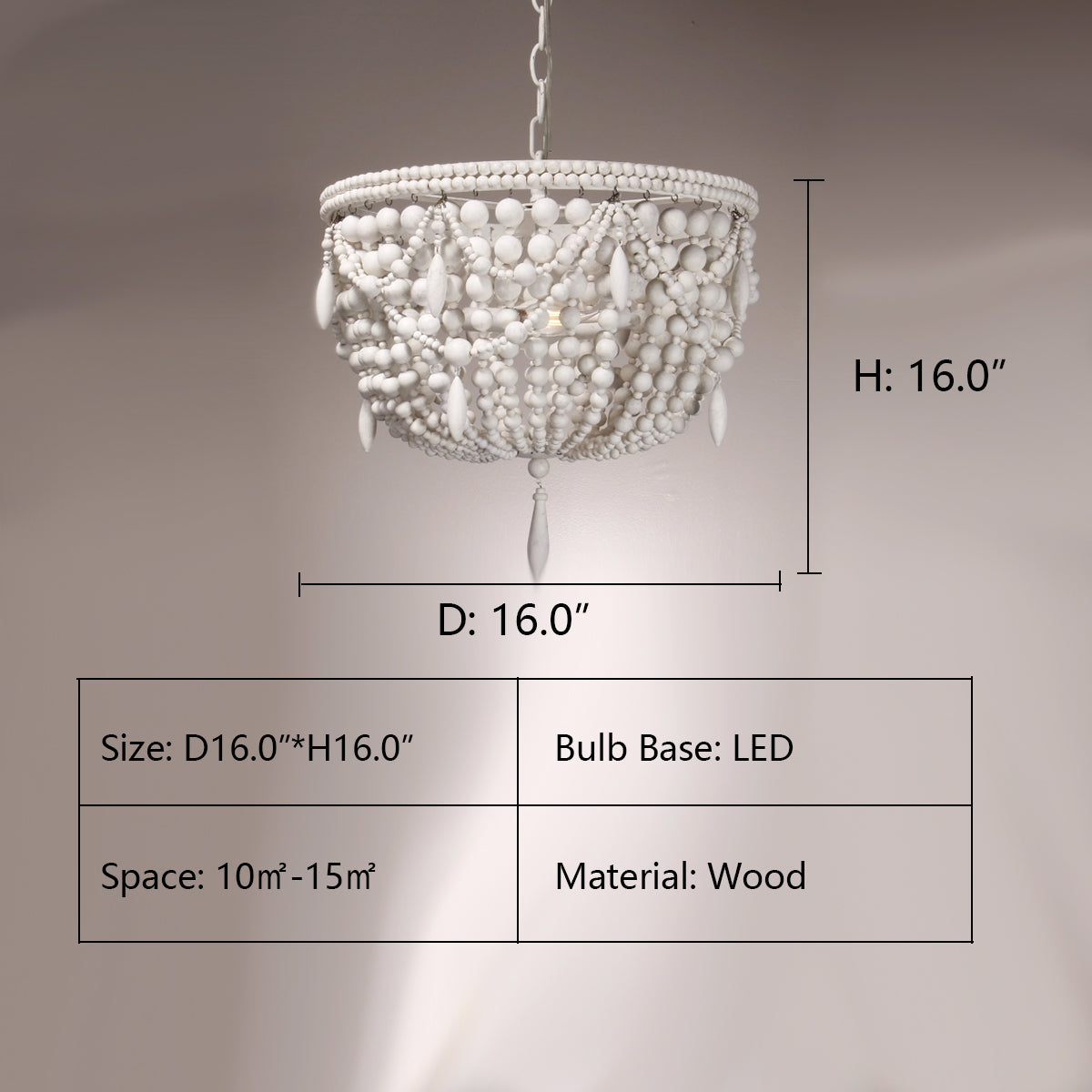 D16.0"*H16.0" SEVILLE WOOD BEADED LARGE PENDANT,chandelier,chandeliers,wood,wooden,beads,chain,white,grey,gray,raindrop,teardrop,adjustable,round,hemisphere,living room,dining room,bedroom,foyer,entrys,hallway