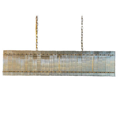 Oversized Modern Minimalist Rectangular Crystal Tile Pendant Chandelier for Dining Room/Kitchen Island