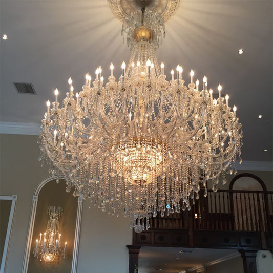 chandelier,chandeliers,pendant,crystal,metal,clear crystal,candle,branch,round,raindrop,teardrop,extra large,oversized,large,huge,big,round,living room,luxury,dining room,modern,foyer,stairs,hallway,entrys,hotel lobby,duplex hall,loft,gold