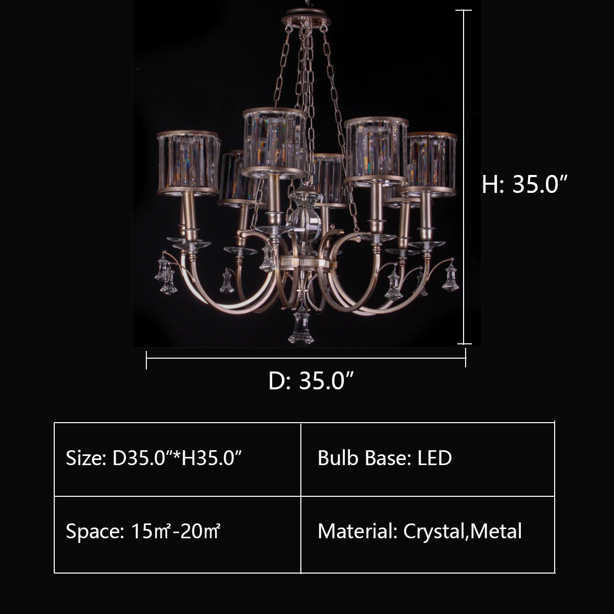 D35.0"*H35.0" chandelier,chandeliers,pendant,crystal,metal,chrome,silver,candle,branch,raindrop,teardrop,.ceiling,round,cool,living room,dining room,foyer,entrys