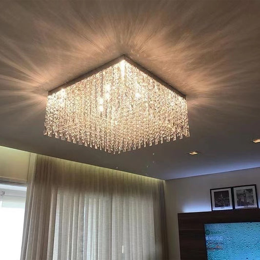 chandelier,chandeliers,crystal,metal,tassel,flush mount,ceiling,rectangle,square,tiers,living room,dining room,bedroom,bathroom,Walk-in wardrobe