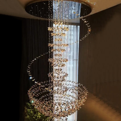 chandelier,chandeliers,pendant,crystal,ceiling,flush mount,spiral,colorful,butterfly,flower,round,tiers,extra large,,oversized,large,long,big,huge,stairs,hallway,duplex hall,loft,hotel lobby