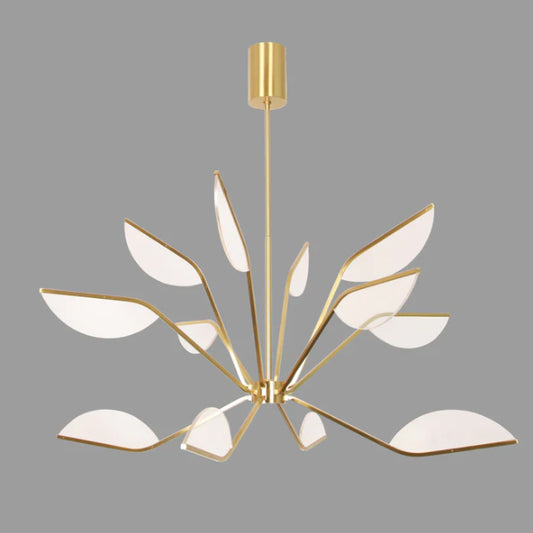 Nordic Minimalist Brass Branch Glass Flower Leaf LED Chandelier for Dining/Living Room