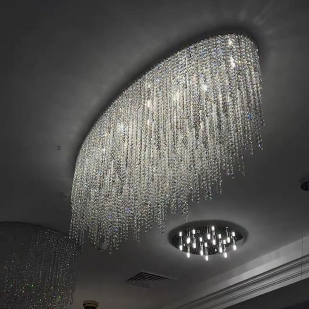 Modern Oval/Round Tassel Flush Mount Crystal Ceiling Light Chandelier