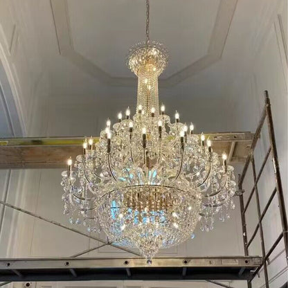 Extra Large Luxury Gold Traditional Empire Candle Chandelier Crystal Pendant for Stairs/Foyers