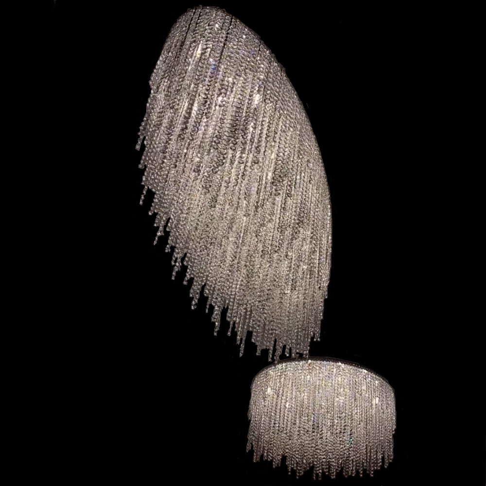 Modern Oval/Round Tassel Flush Mount Crystal Ceiling Light Chandelier