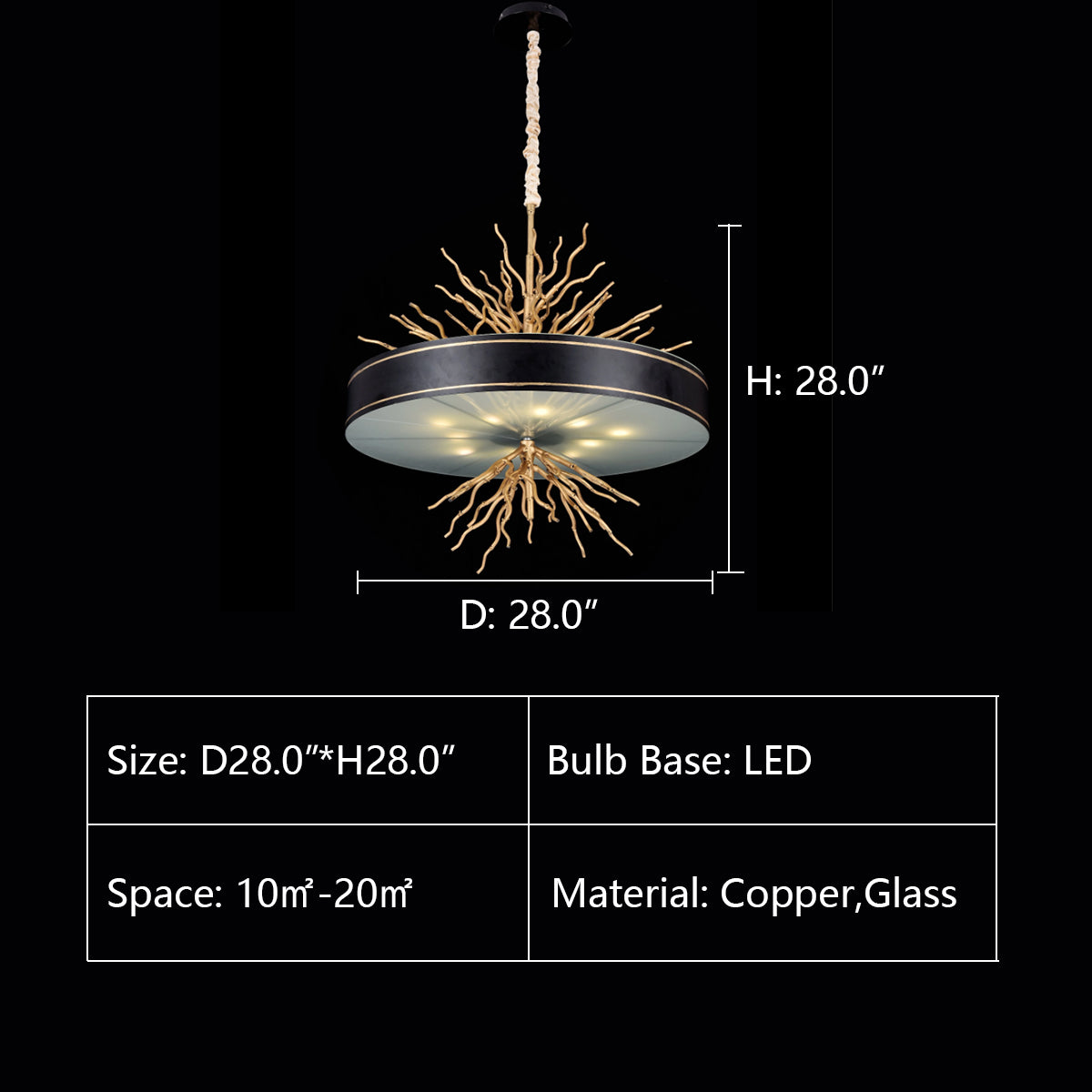 D28.0"*H28.0" ORGANIC DRUM BRANCHING PENDANT LIGHT 8031-700,chandelier,chandeliers,branch,copper,brass,drum,glass, ceiling,gold,light luxury,creative,art,dining room,living room,office ,coffee shop