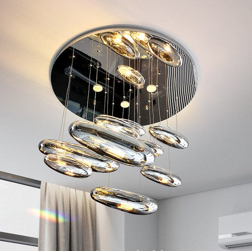 Modern Electroplated Acrylic Big Raindrop Ceiling Light Fixture for Living/ Dining Room/ Bedroom/ Bar