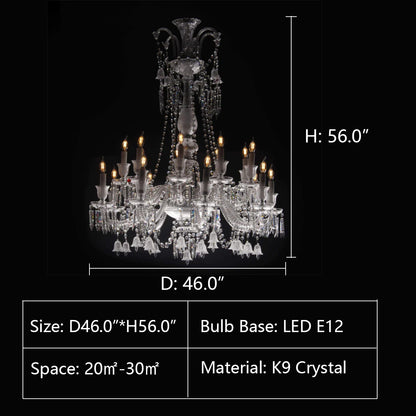 24Lights: D46.0"*H56.0" chandelier,chandeliers,crystal,pendant,raindrop,teardrop,candle,branch,flower,ceiling,extra large,large,oversized,huge,big,living room,dining room,foyer,stairs,entrys,duplex hall