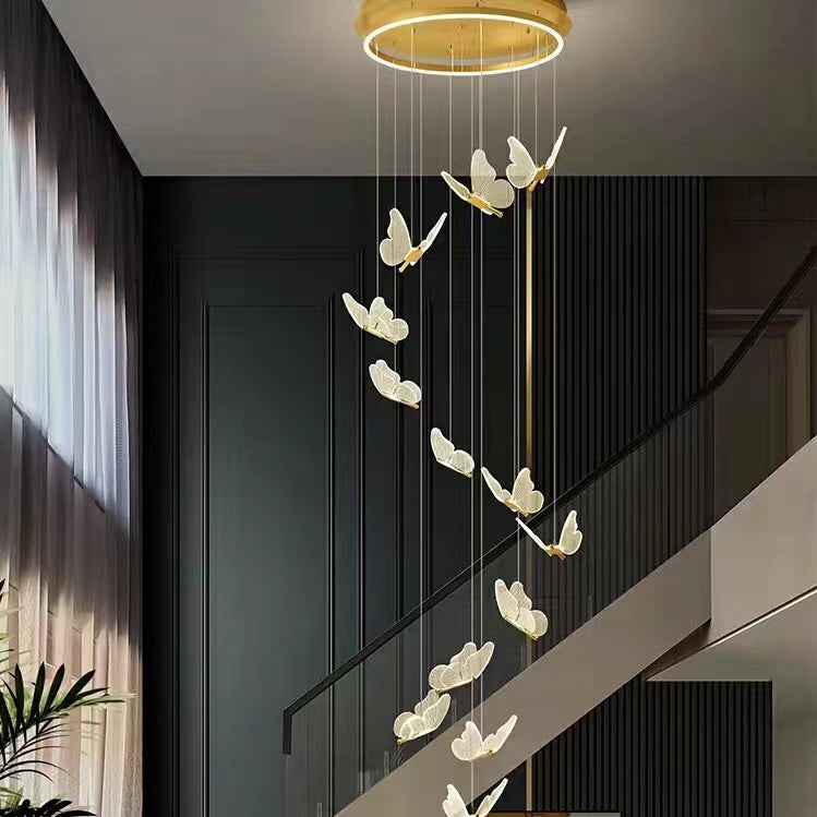 Extra Large Nordic Butterfly Chandelier Luxury Foyer Staircase Ceiling Light For Powder room Hotel Nursery Living room kids room