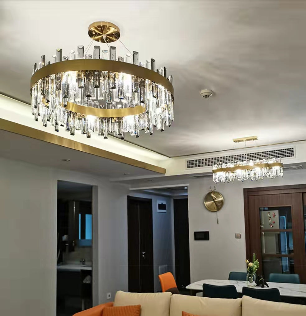 Round Ring Crystal Chandelier Luxury Modern Ceiling Fixtures Light For Living And Dining Room