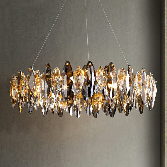 Designer Leaf Crystal Chandelier for Living Room Modern Ceiling Lamp for Dining Decoration Light