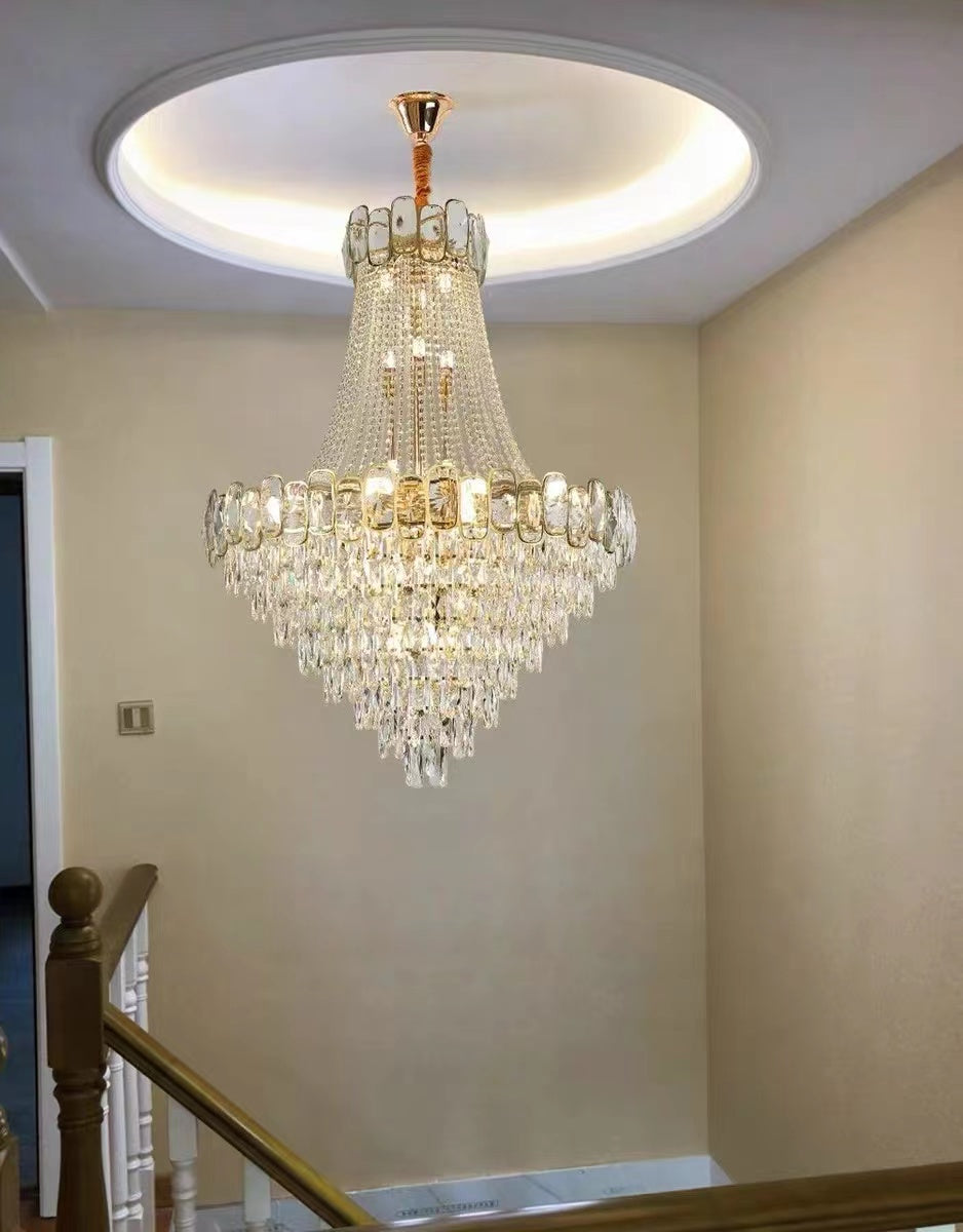 Customer photo of Customiaztion Huge D47.2"*H66.1" Modern Elegant Luxurious Foyer Staircase Chandelier Luxury K9 Crystal Ceiling Light For Living Room Hallway Enterway 2 story house