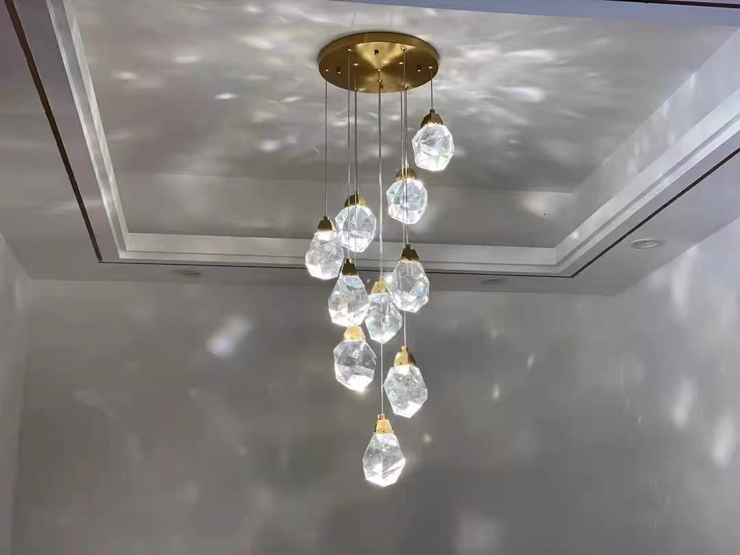 Extra Length 63''-137.8'' Duplex Hall Shaped Chandelier 2 story Foyer Living Room Droplight Modern Crystal Ceiling Lighting fixture Hotel Hallway Resturant Cafe Decoration