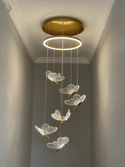 Nordic Butterfly Chandelier Luxury Foyer Staircase Ceiling Light For Living / Dining Room