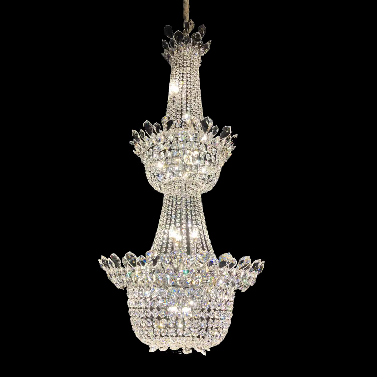 2 layers empire style crystal chandelier for staircase