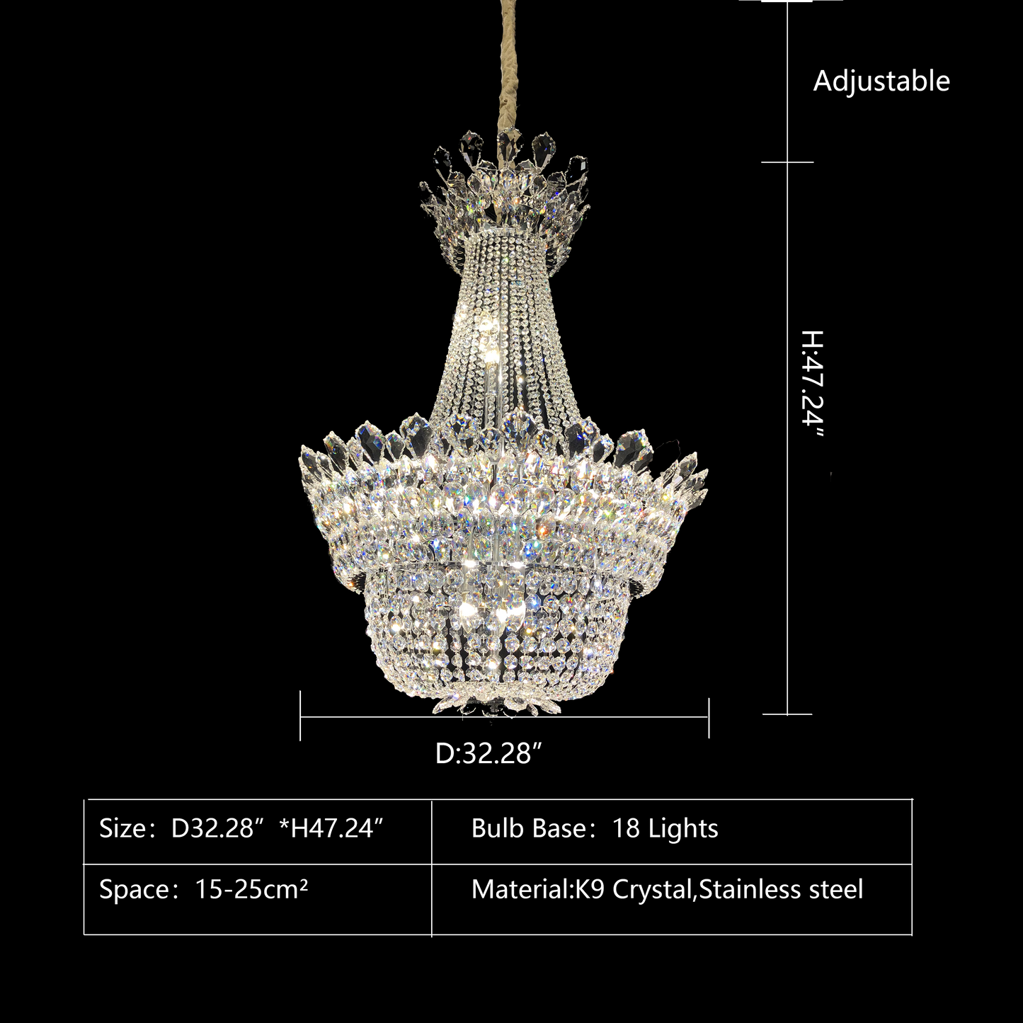 European Style Empire Crystal Chandelier For Loft Dining Room Cafe Restaurant