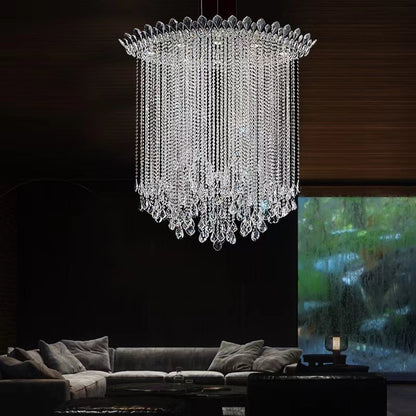 Extra Large Light Luxury Stairwell Crystal Tassel Chandelier for Staircase/High Floor Hall/Loft