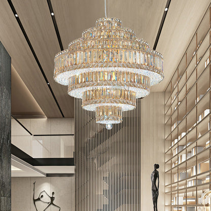 Extra Large Circle Multi-Layer Modern Light Luxury Crystal Chandelier for Living/ Dining Room/ Villa