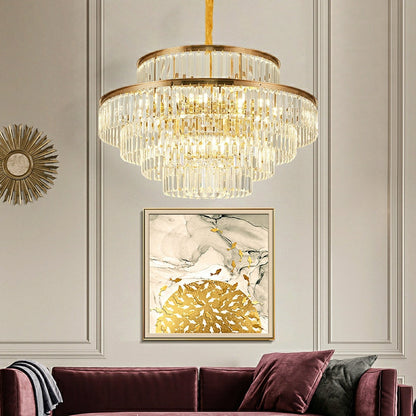 2022 New Style Round Crystal Chandelier Modern Gold Ceiling Light Fixture For Living/ Bedroom