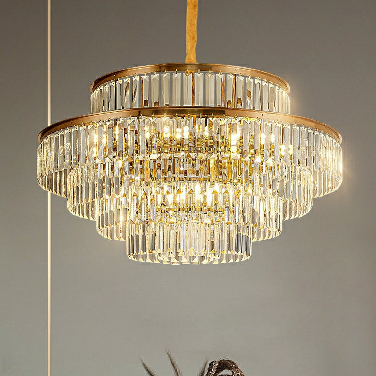 2022 New Style Round Crystal Chandelier Modern Gold Ceiling Light Fixture For Living/ Bedroom