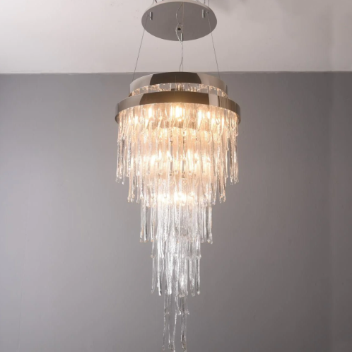 Extra Large Creative Multi-tier Crystal Light Waterfall Chandelier for Foyer/Living Room