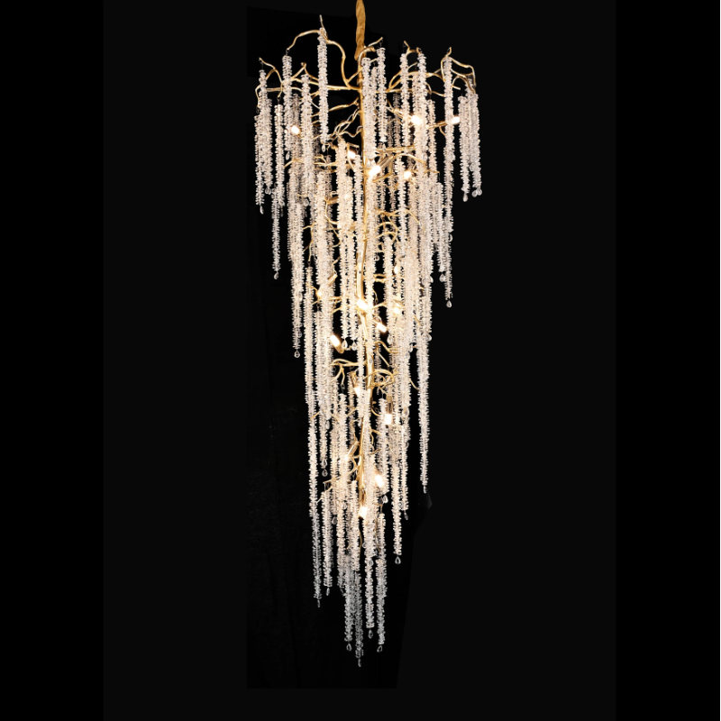 Extra Large Branch Wheat Crystal Pendant Long Chandelier for Living Room/Foyer/Staircase