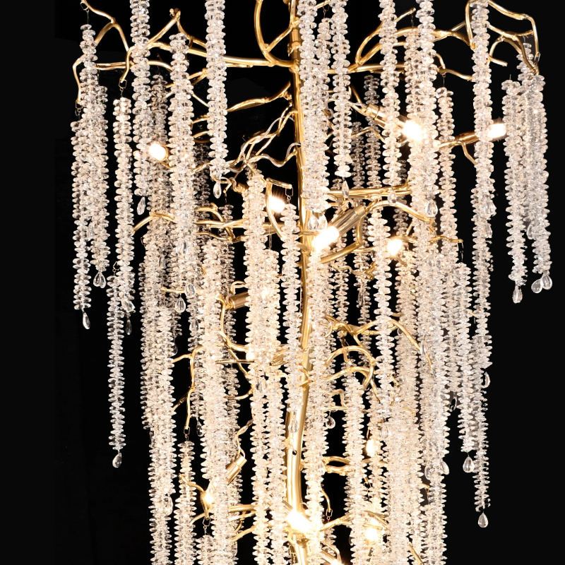 Extra Large Branch Wheat Crystal Pendant Long Chandelier for Living Room/Foyer/Staircase