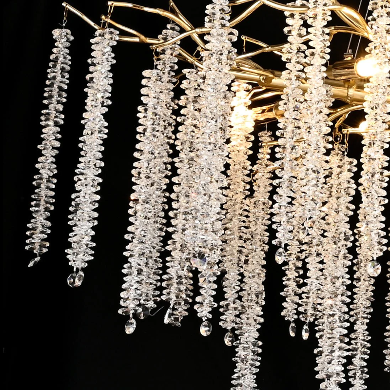 Extra Large Branch Wheat Crystal Pendant Long Chandelier for Living Room/Foyer/Staircase