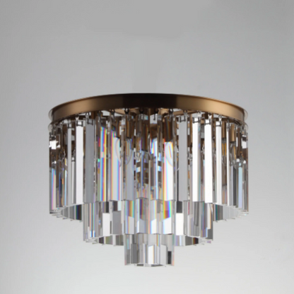 Extra Large Flush Mount Multi-tier Round Crystal Chandelier for Living/Dining Room/Foyer