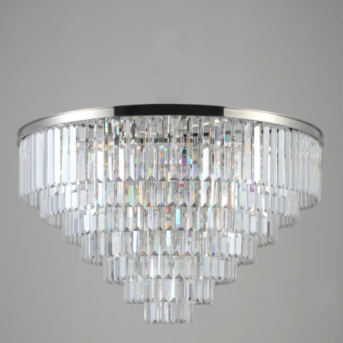 Extra Large Flush Mount Multi-tier Round Crystal Chandelier for Living/Dining Room/Foyer