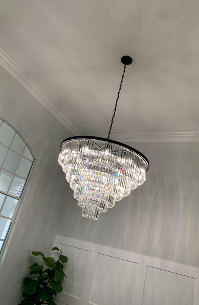 Extra Large Flush Mount Multi-tier Round Crystal Chandelier for Living/Dining Room/Foyer