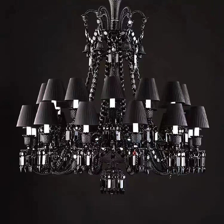 Oversized Creative Branch Candle Black Crystal Pendant Chandelier for Living/Dining Room/Foyer