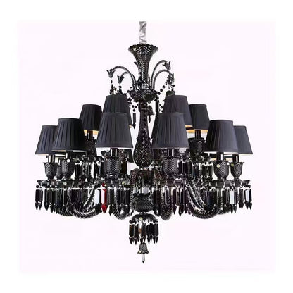 Oversized Creative Branch Candle Black Crystal Pendant Chandelier for Living/Dining Room/Foyer