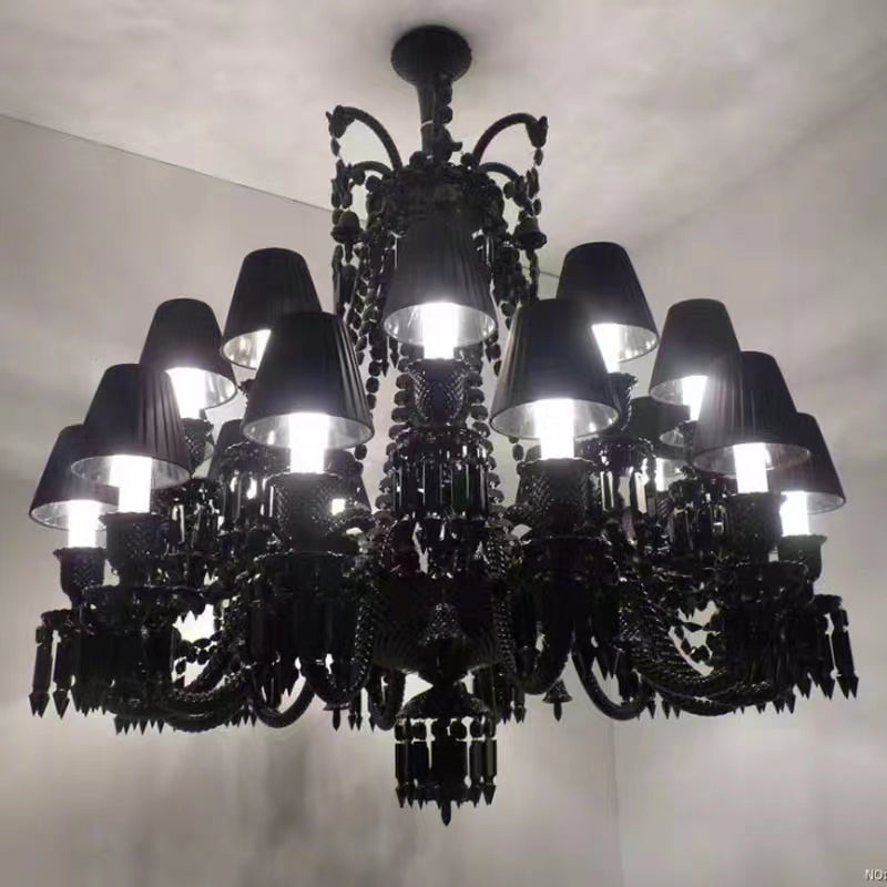 Oversized Creative Branch Candle Black Crystal Pendant Chandelier for Living/Dining Room/Foyer