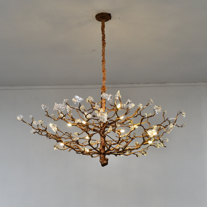 Art Brass Branch Crystal Pendant Ceiling Chandelier for Living/Dining Room/Entrys