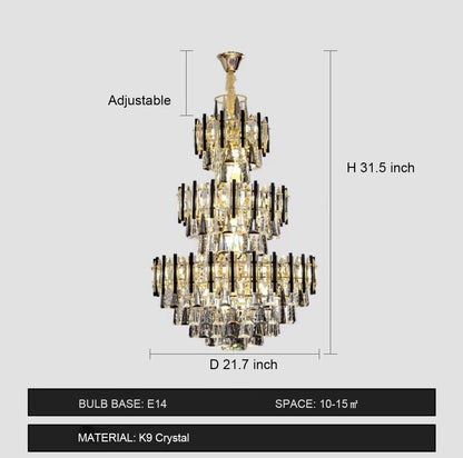 Foyer 3 Layers Extra Large Crystal Chandelier For Living Room Staircase Ceiling Lighting Fixture