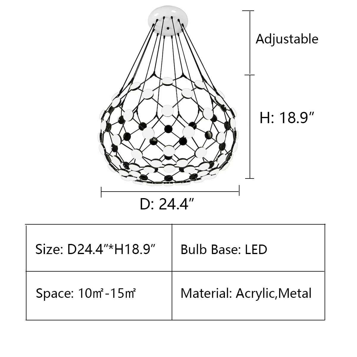 D24.4"*H18.9" chandelier,chandeliers,black,white,round,art,creative,inimalist,nordic,modern,ceiling,flush mount,acrylic.metal,living room,dining room.bedroom,foyer,bar,entrys,hallway