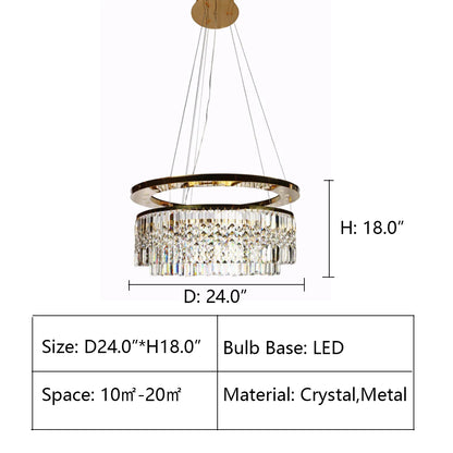 D24.0"*H18.0" Ares Crystal Ring LED Chandelier,chandelier,chandeliers,pendant,round,rings,,ulti-tier,multi-layer,tiers,layers,crystal,metal,luxury,modern,living room,dining room,foyer,hallway,entrys