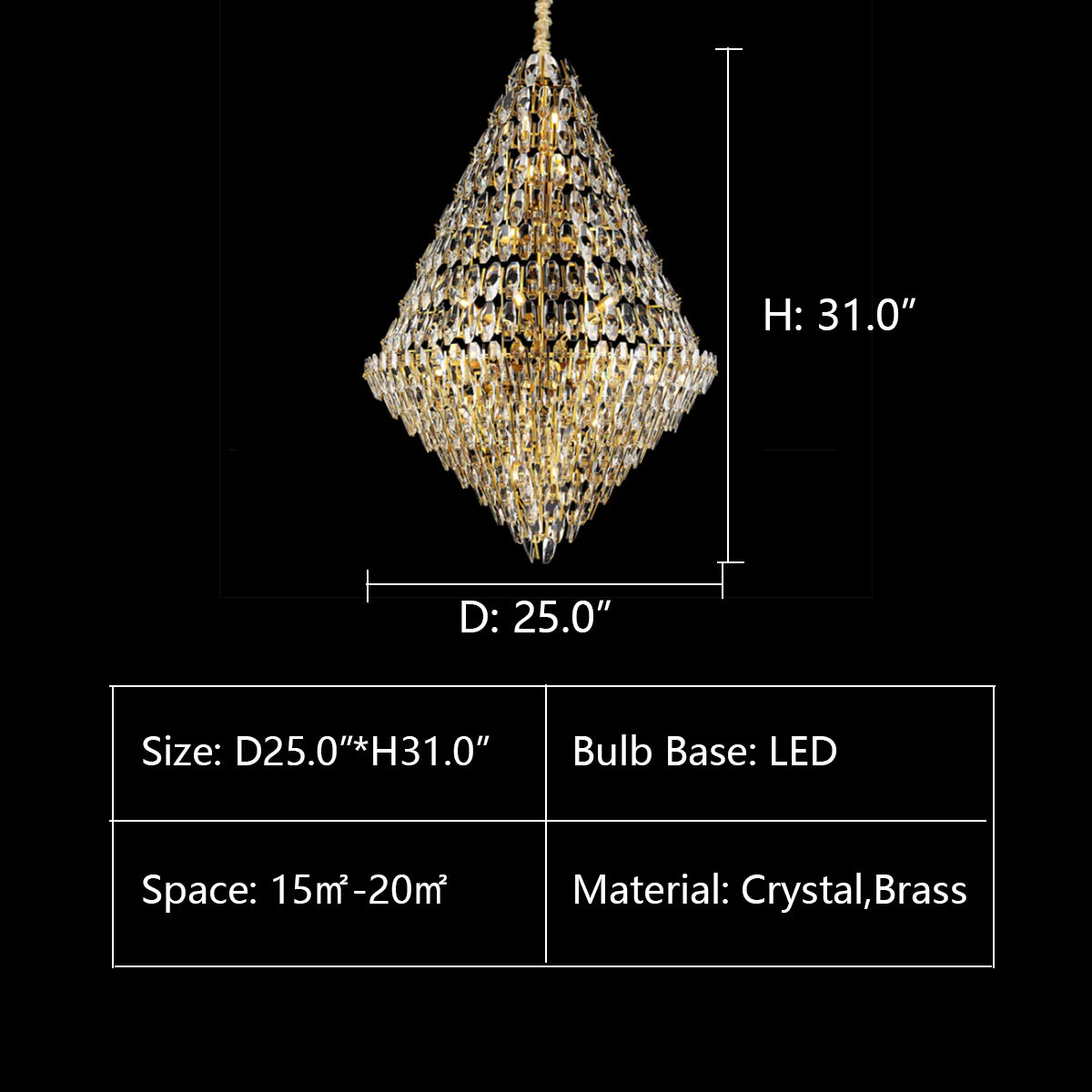 D25.0"*H31.0" Sol Odeon Empire Crystal Foyer Chandelier,chandelier,chandeliers,empire,gold,luxury,crystal,brass,metal,oversized,large,extra large,huge,big,ceiling,stairs,foyers,entrys,living room,hallway