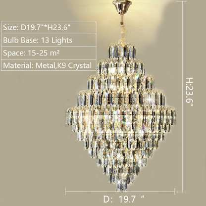 23.6inch height honeybomb Foyer Decorative Crystal Lighting Fixture Living Room Crystal Chandelier For entrance big house villa  Staircase