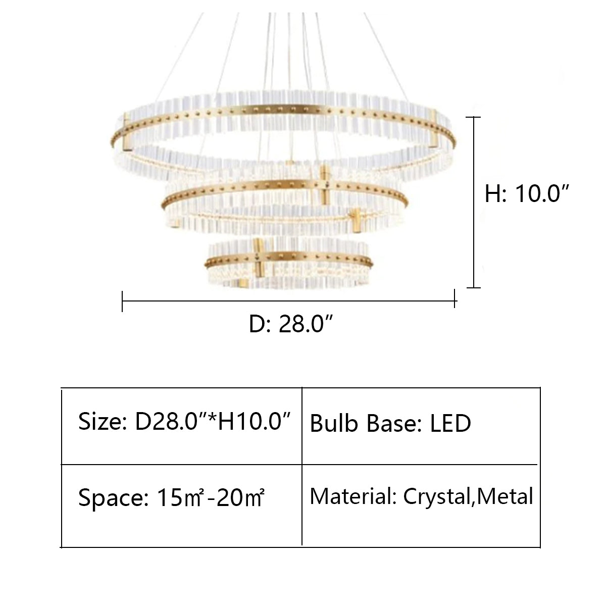 D28.0"*H10.0" chandelier,chandeliers,pendant,crstal,metal,gold,clear,round,rings,multirings,adjustable,ceiling,modern,foyer,living room,dining room,hallway,bedroom,entrys